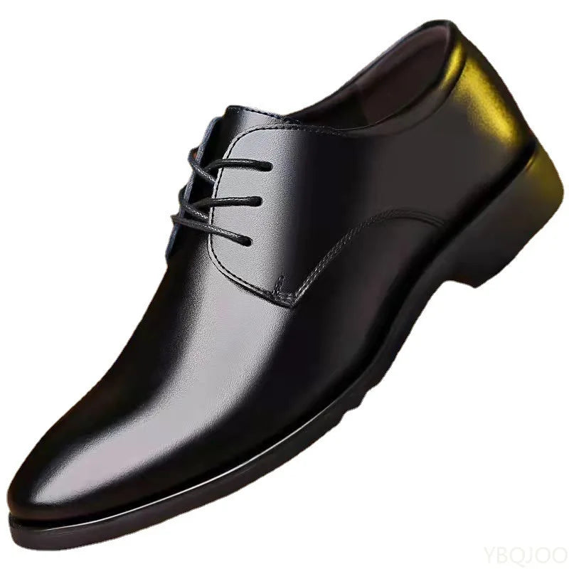 Black dress shoe on a white background