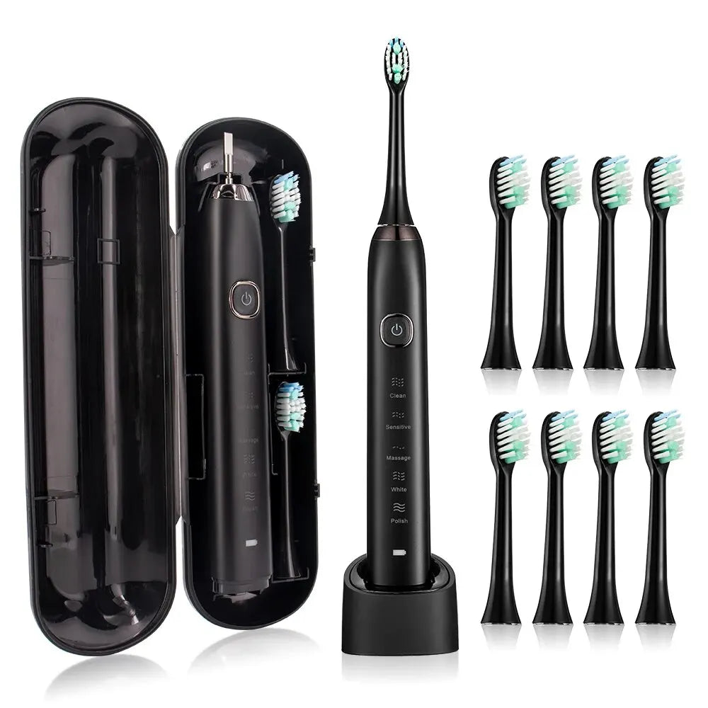 Electric Toothbrush – Rechargeable, 8 Heads, Whitening