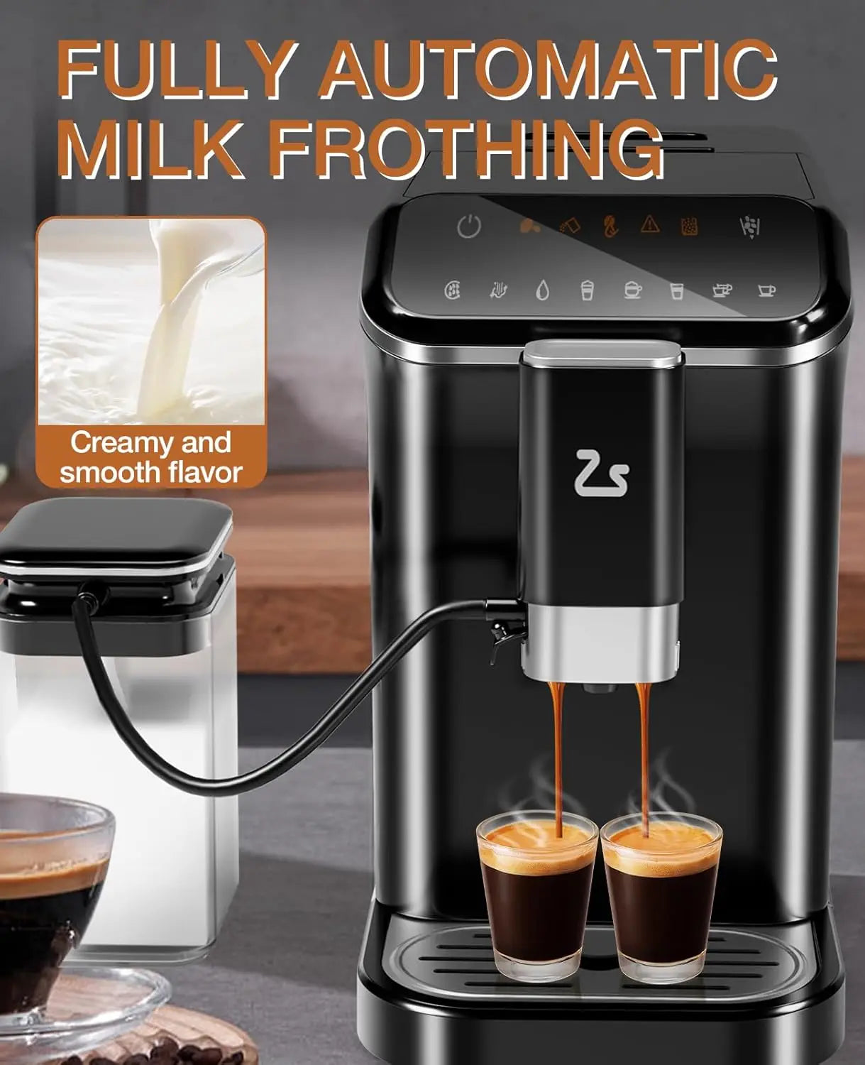 20 Bar Automatic Espresso Machine with Grinder & Milk Frother
