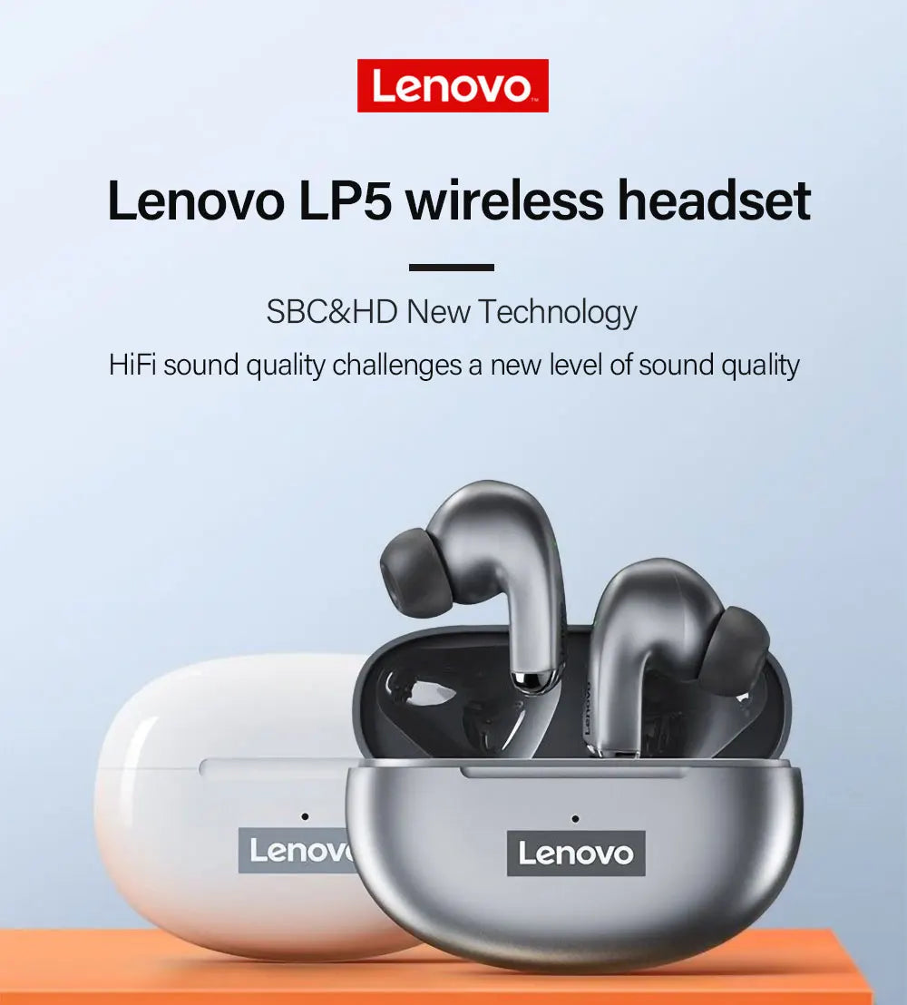 Lenovo LP5 TWS Bluetooth Earbuds | 9D HiFi Stereo Wireless Audio
