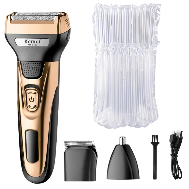 Kemei 3-in-1 Electric Shaver Kit – Beard, Nose & Hair Trimmer