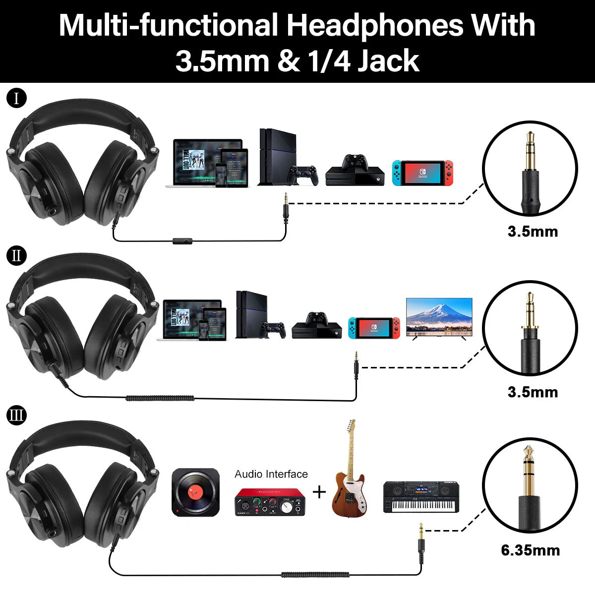 Wired & Wireless Bluetooth 5.2 Over-Ear Headphones with Mic