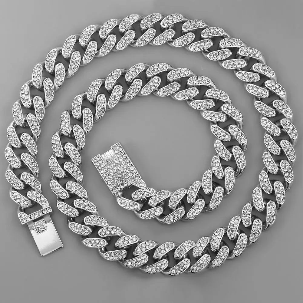 Hip Hop Iced Out Cuban Link Chain Necklace – Gold & Silver Men’s Gift