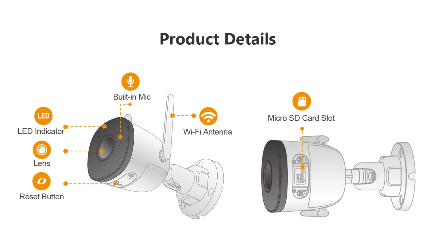 4MP Outdoor WiFi Bullet Camera – Weatherproof & AI Detection