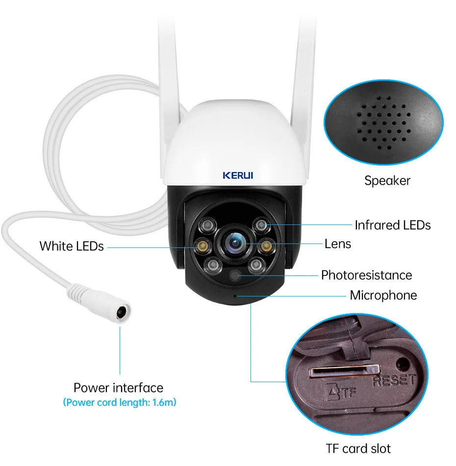 Cartmela 5MP/8MP/4K PTZ WiFi IP Camera