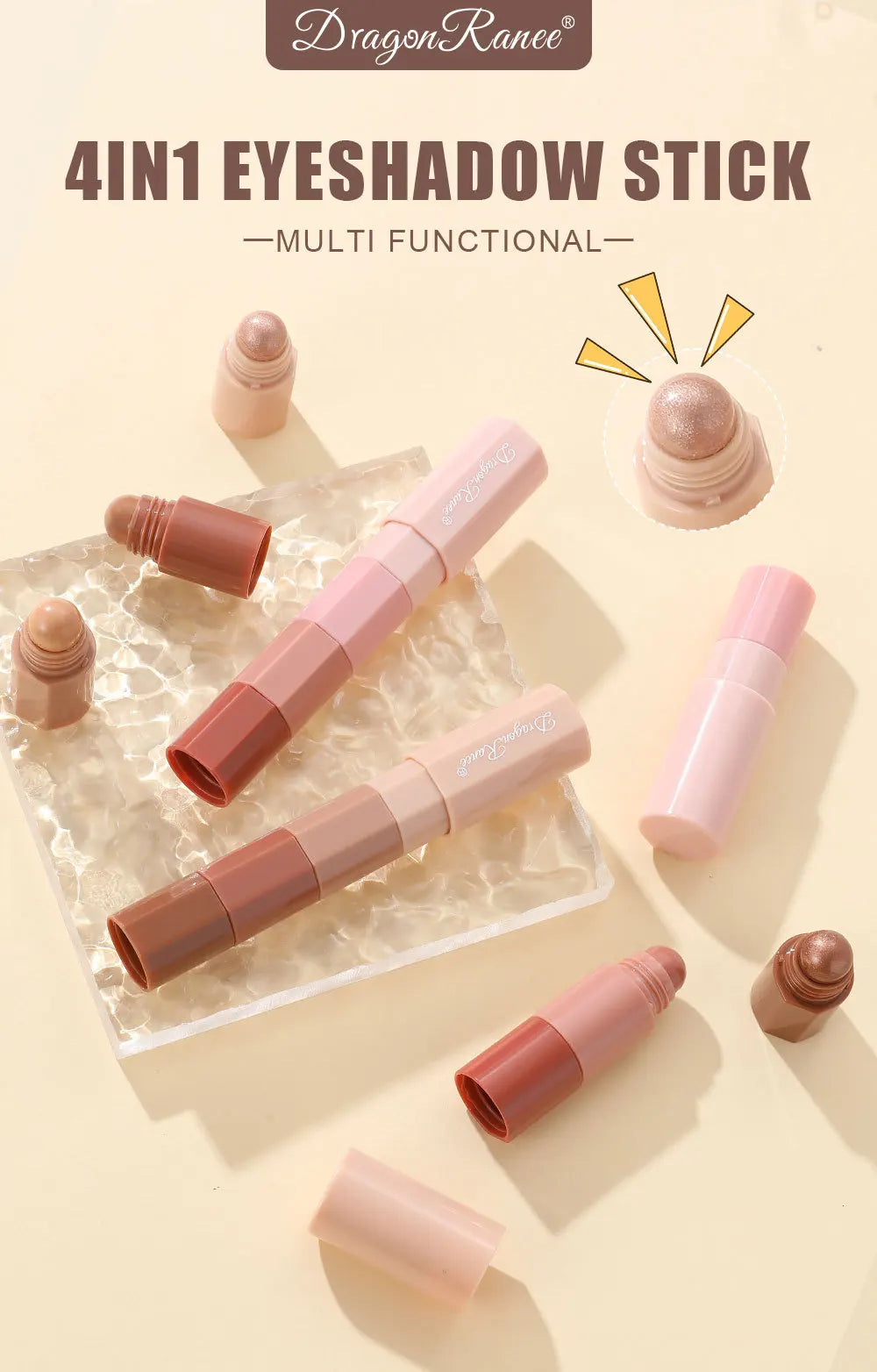4-Color Lazy Eyeshadow Pencil Set – Waterproof & Shimmer Finish