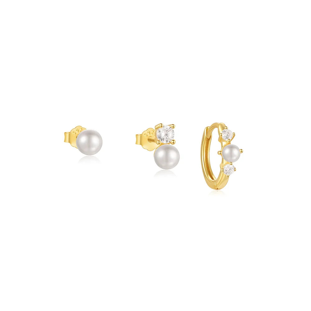 925 Sterling Silver Earring Set – Waterdrop, Flower & Pearl Trio