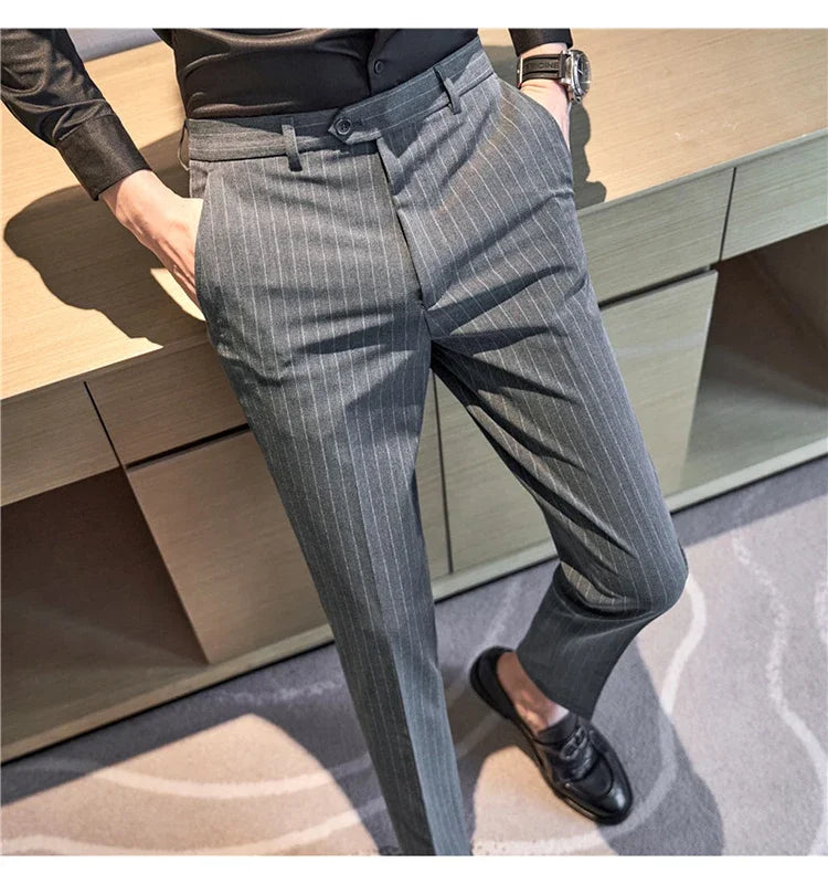 Cartmela Men’s Black Striped Suit Pants