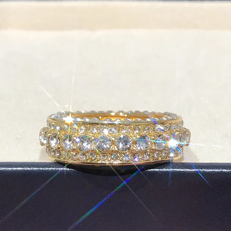 14K Gold Color Full Diamond Round Ring – Wedding & Engagement