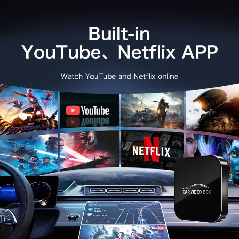 3-in-1 Car Video Smart Box with Android 12, CarPlay & WiFi