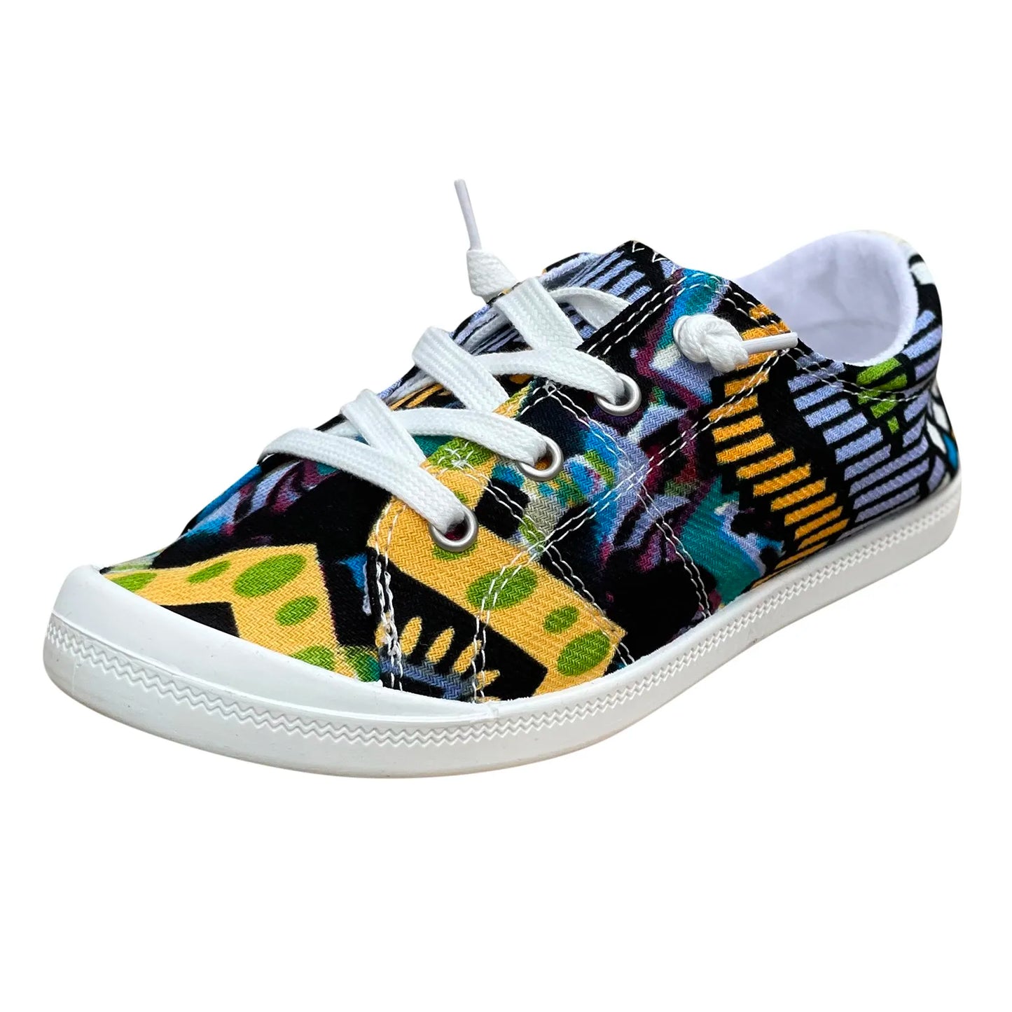 Women’s Floral Lace-Up Sneakers – Lightweight Casual Flat Shoes