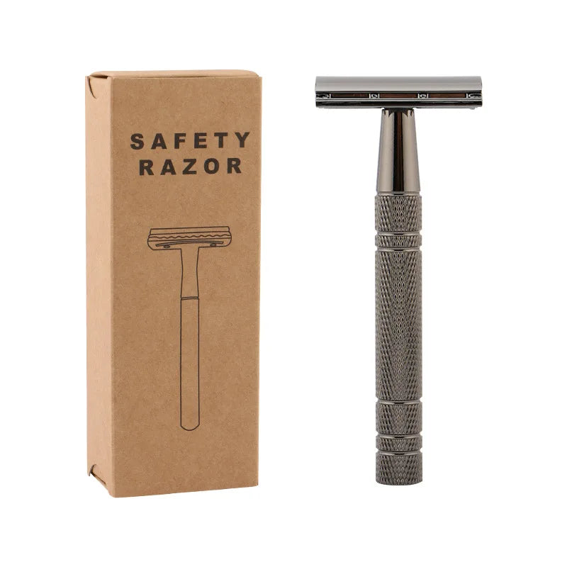 Men’s Manual Shaving Razor with Holder & 5 Double-Edge Blades