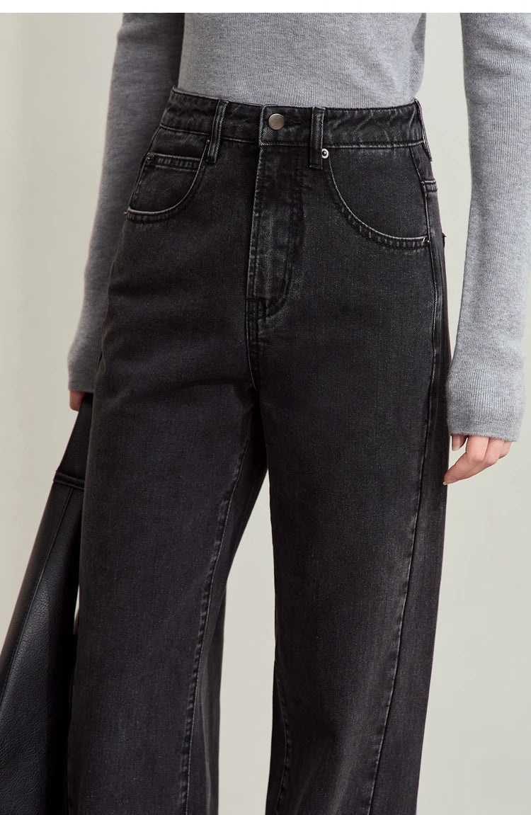 Women’s Retro Wide-Leg Jeans – Loose Straight Cotton Denim Pants