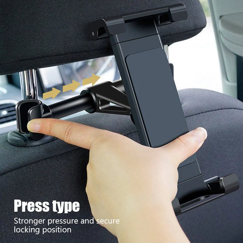 Adjustable Car Headrest Tablet & Phone Holder | 360° Rotation Mount