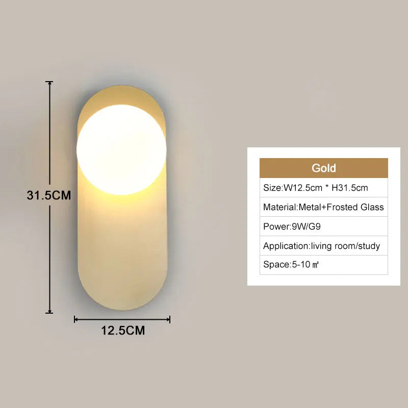 Interior LED Wall Lamp with G9 Bulb – Black & Gold Wall Sconce