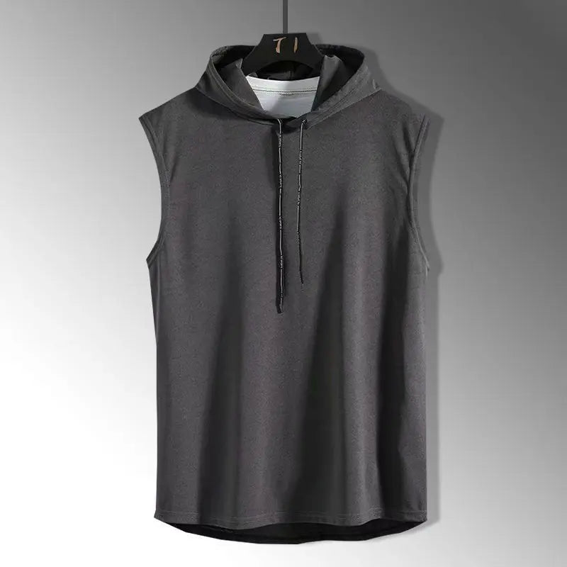 Men’s Solid Color Hooded Tank Top