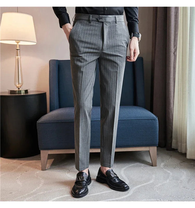 Cartmela Men’s Black Striped Suit Pants