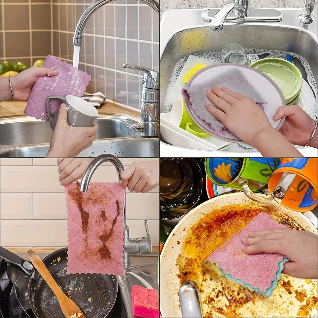10pcs Microfiber Dish Cloths – Double-Sided Cleaning Rags for Kitchen