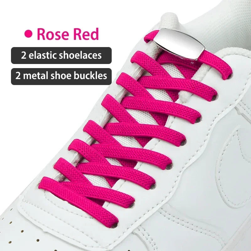 No-Tie Elastic Shoelaces with Metal Lock | Quick Fit for All Shoes