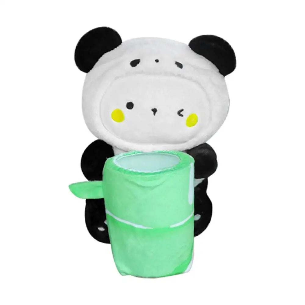 Cute Plush Animal Car Tissue Box & Trash Can Storage Organizer