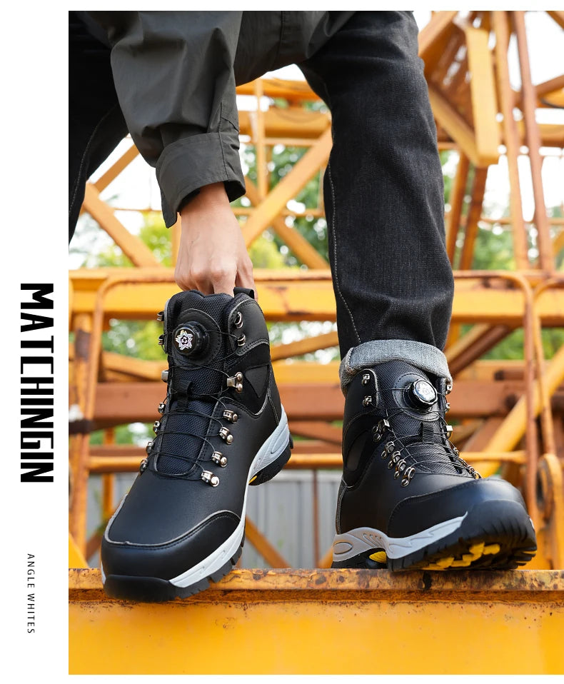 Rotating Button Safety Shoes for Men