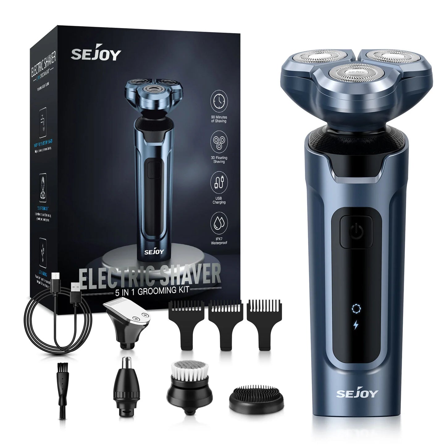 3-in-1 Electric Shaver – Beard, Nose & Razor Trimmer Waterproof