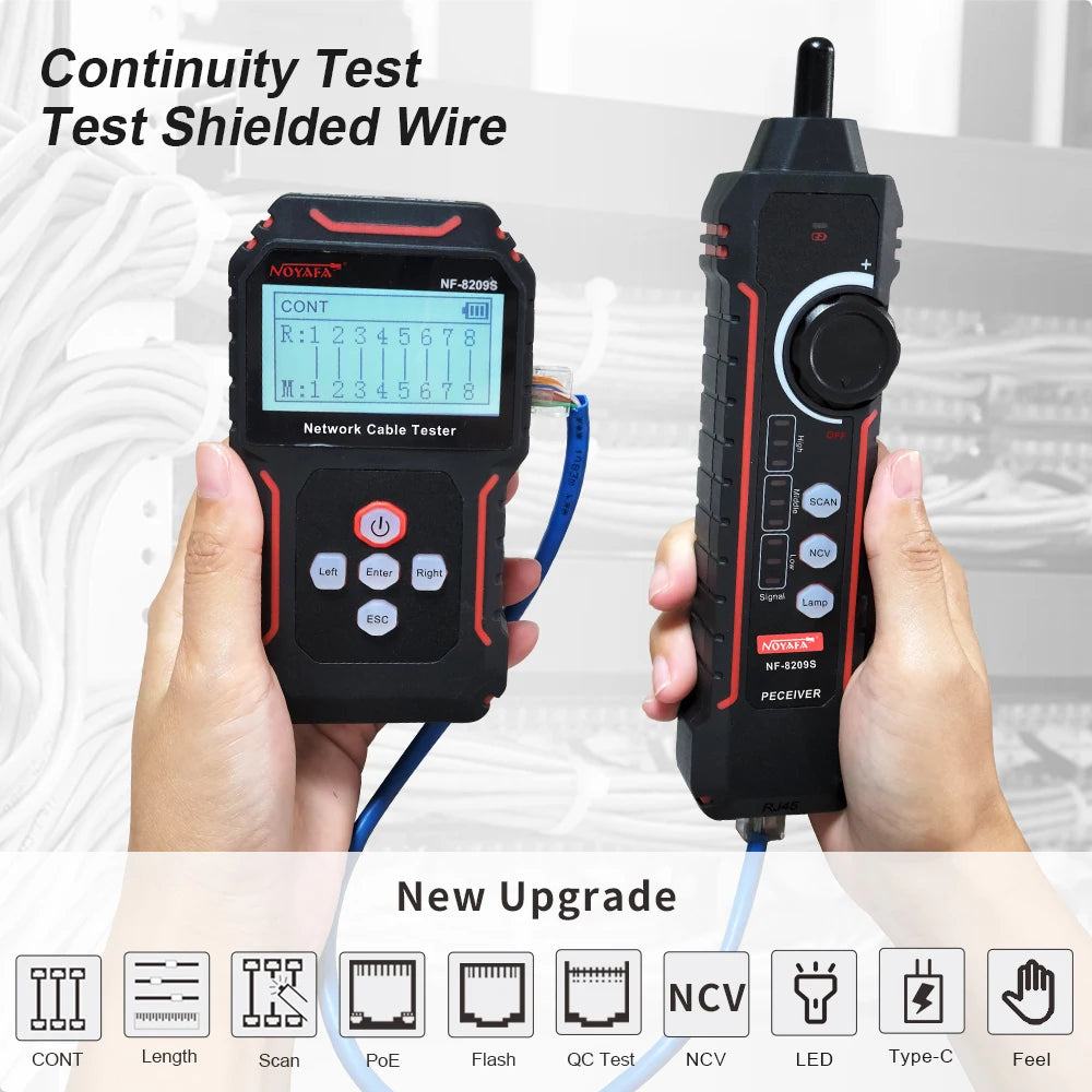 Network Cable Tracker & Tester – LCD Display, Wiremap, Length Tool