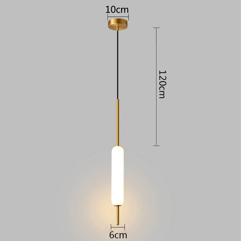 Modern LED Bedside Pendant Light – White Glass Tube, 1/2 Heads