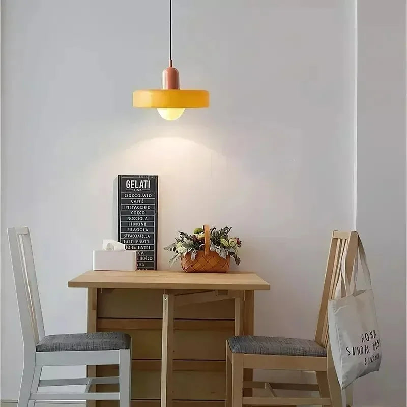 Nordic Retro Glass Pendant Lamp – E27 LED Indoor Chandelier