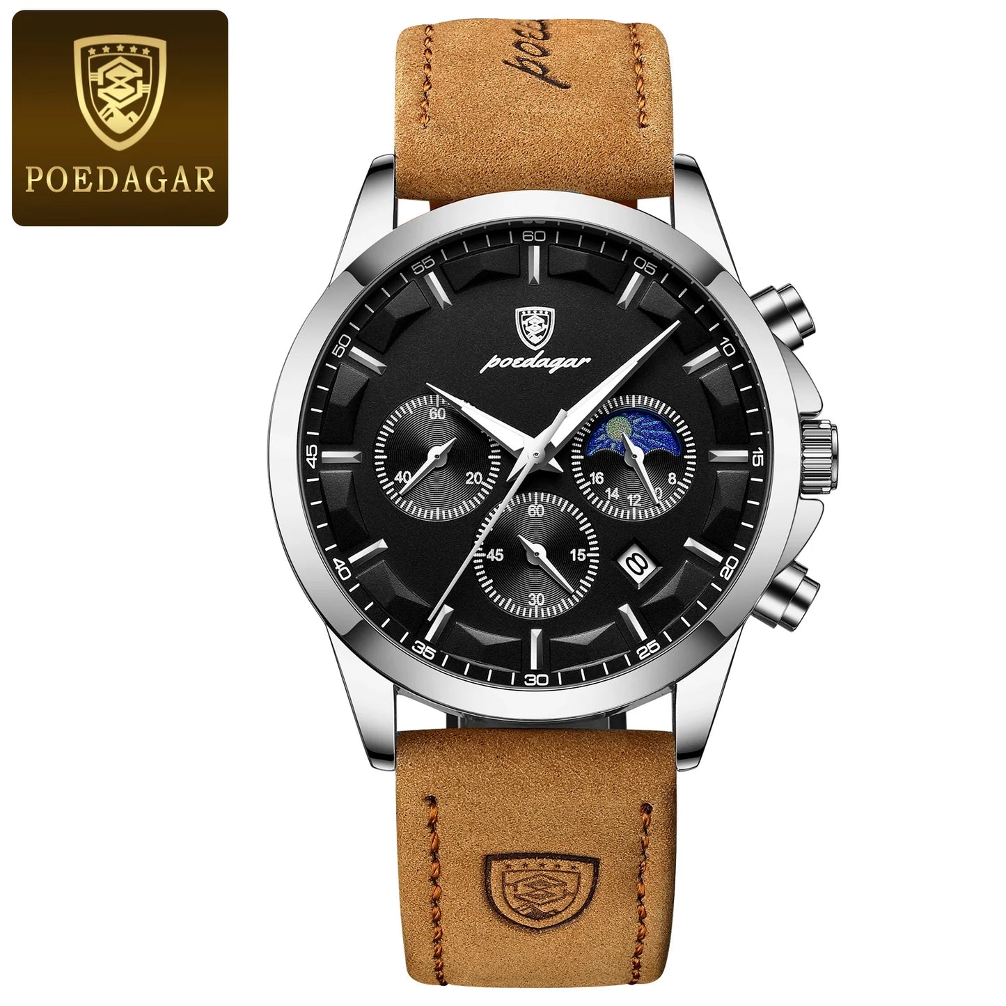 POEDAGAR Men's Luxury Quartz Chronograph Waterproof Watch