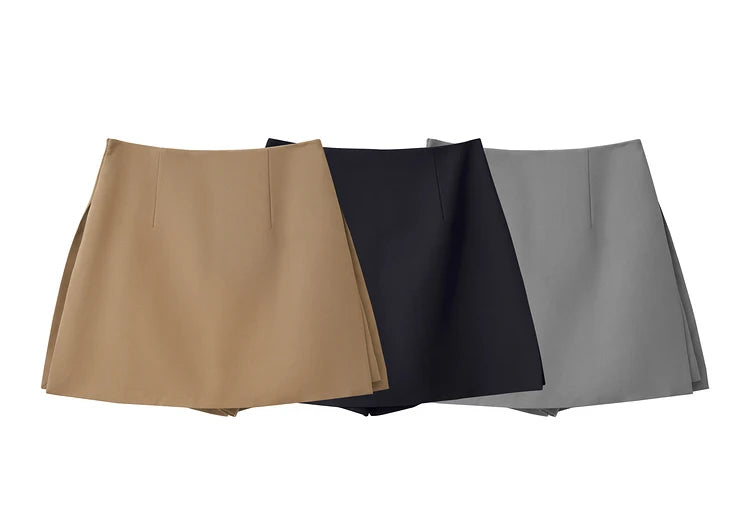 Women’s High Waist A-Line Shorts Skirt – Casual Autumn Fashion