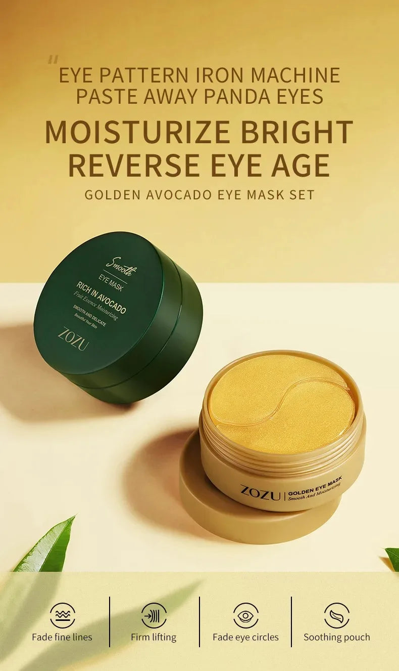 Avocado & Gold Eye Mask Patches – Anti-Wrinkle & Dark Circles