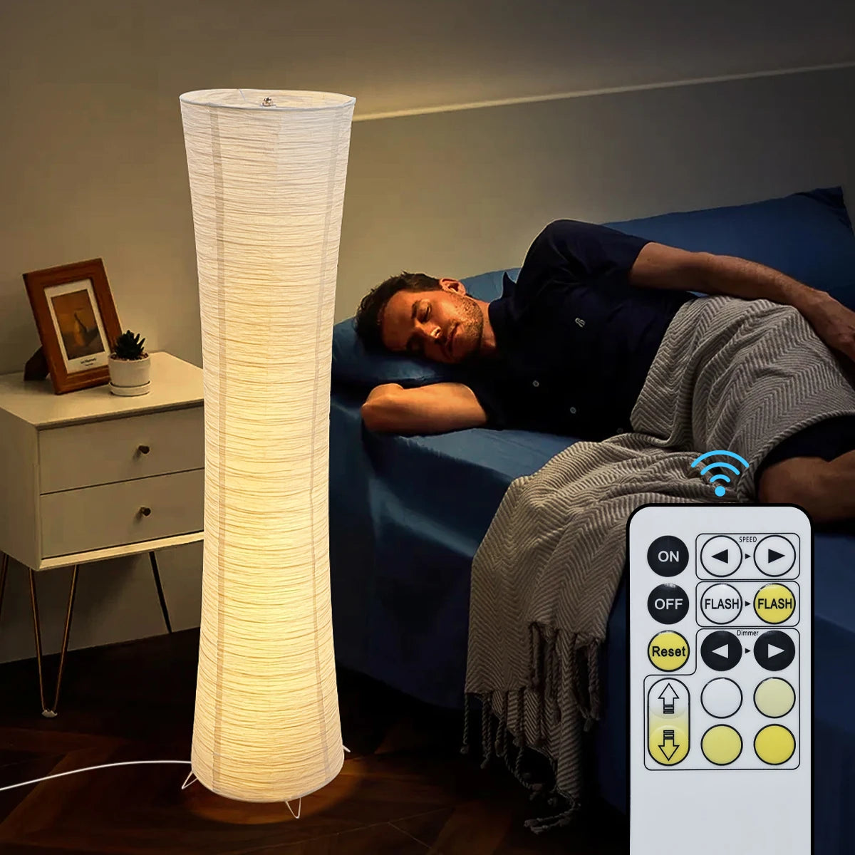 Three-Color Paper Lampshade LED Floor Lamp