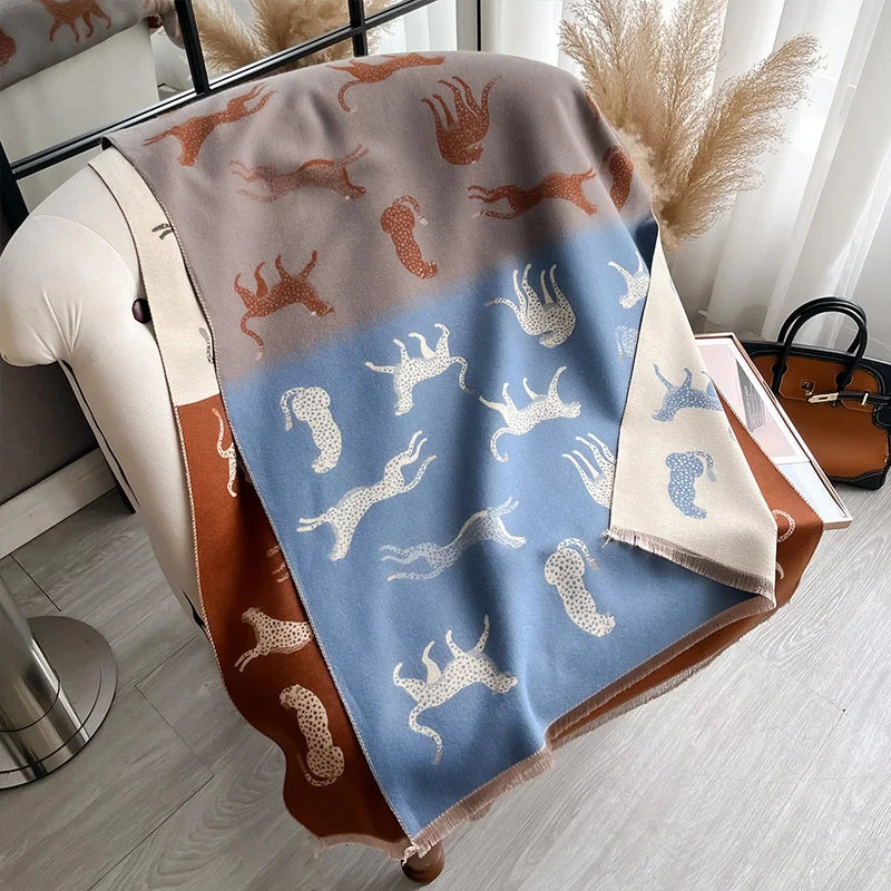 2024 Luxury Cashmere Travel Poncho – Warm Blanket Shawl Wrap