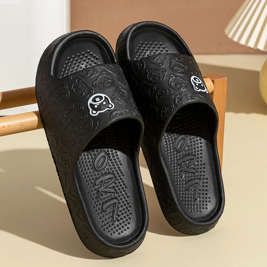 Summer Bear Print Slippers Non-Slip