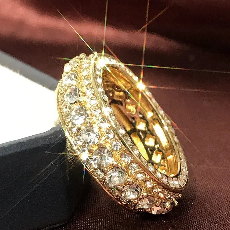 14K Gold Color Full Diamond Round Ring – Wedding & Engagement
