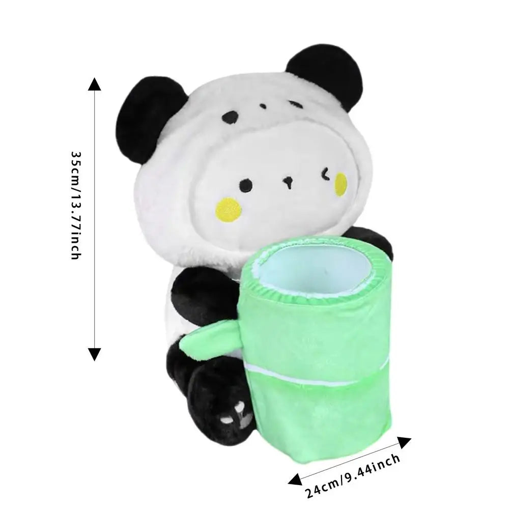 Cute Plush Animal Car Tissue Box & Trash Can Storage Organizer