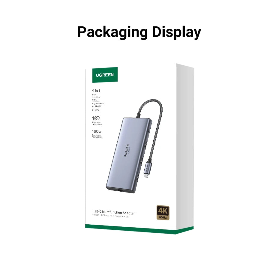 9-in-1 USB-C Hub – 4K@60Hz HDMI, 10Gbps USB, RJ45, PD 100W