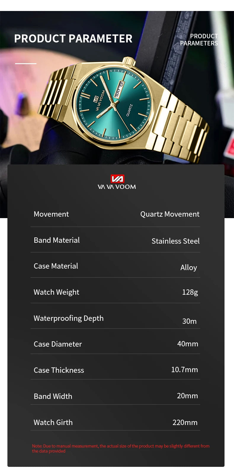 Men’s Stainless Steel 40mm Quartz Watch – Double Calendar & Waterproof