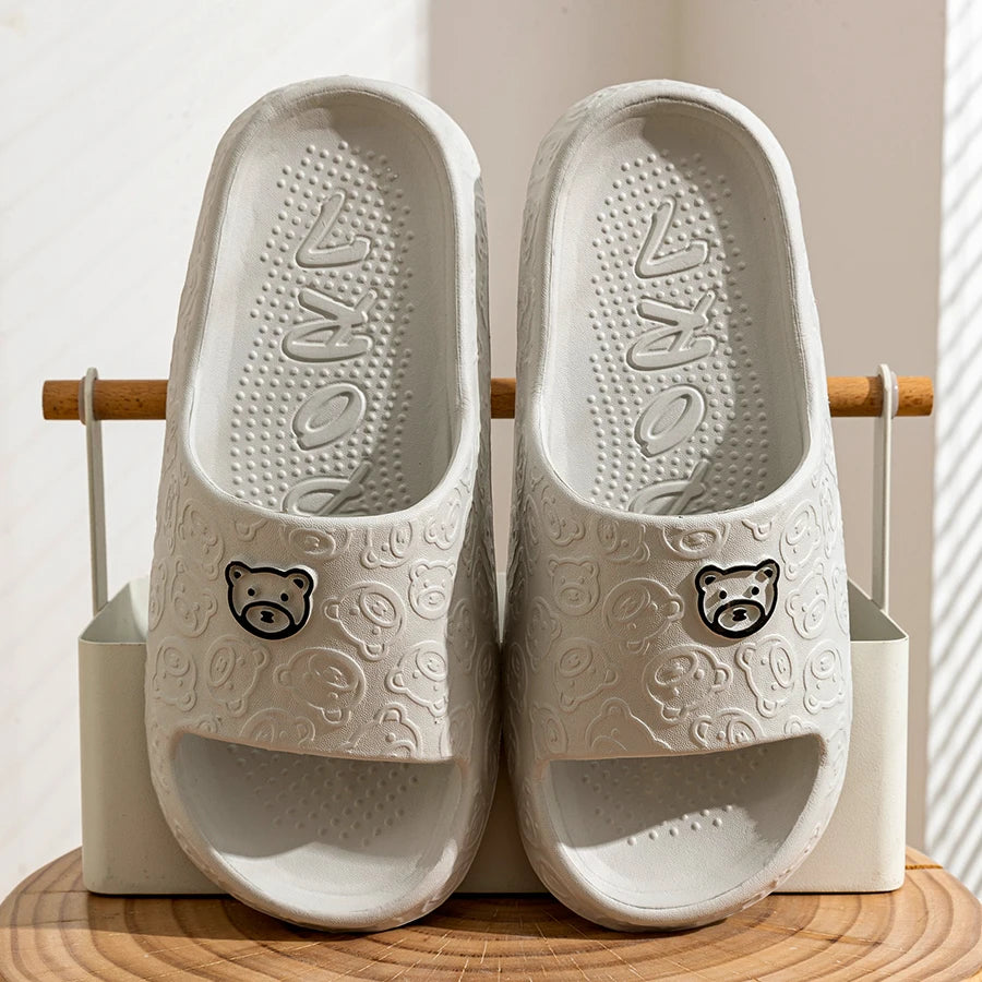 Summer Bear Print Slippers Non-Slip