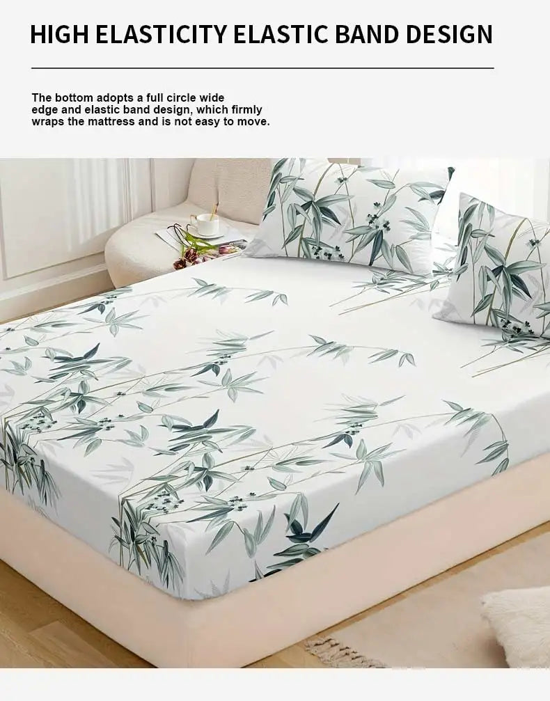 3pcs Bamboo Leaf Fitted Sheet Set – Soft, Breathable, Hypoallergenic