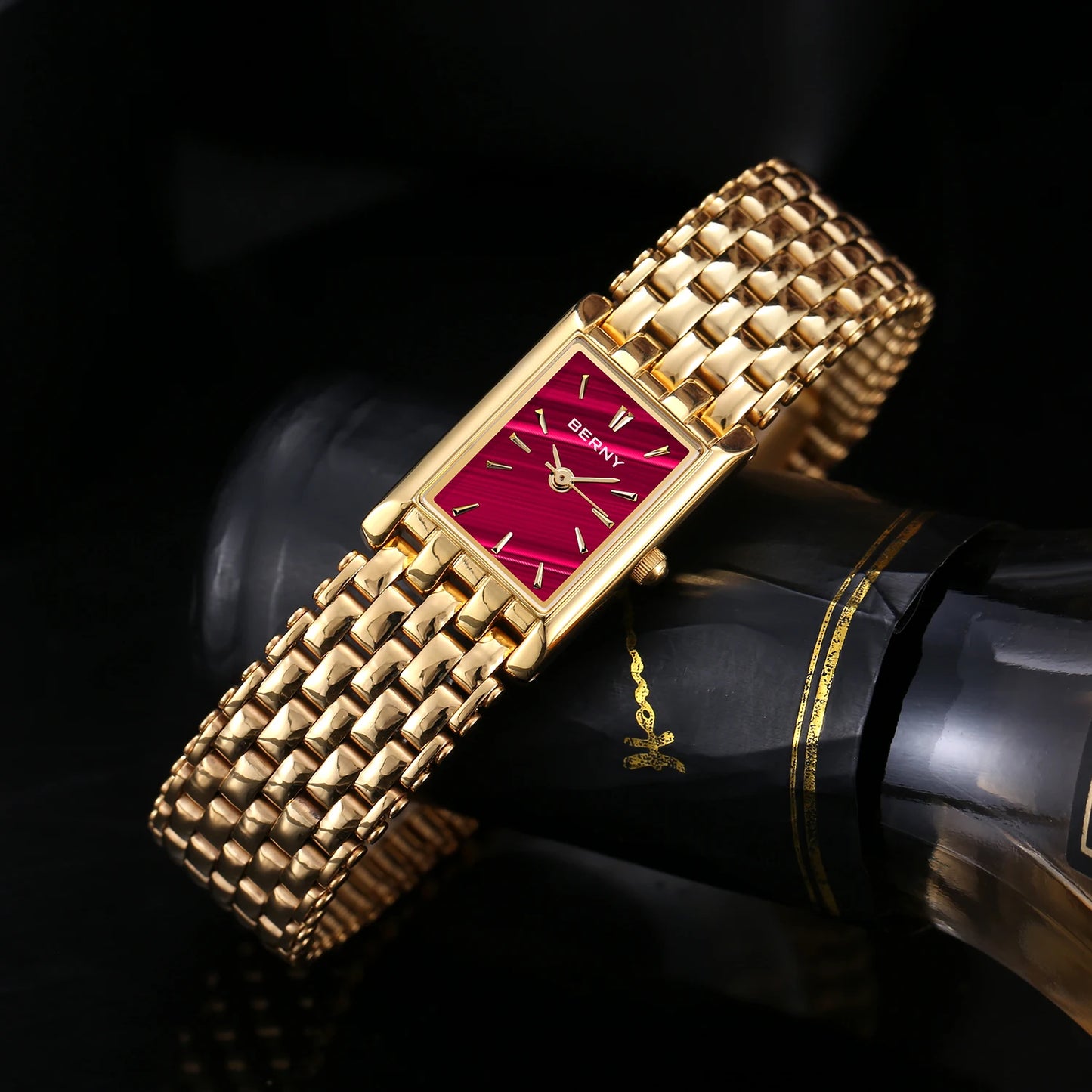 Gold Square Women’s Quartz Wristwatch | Luxury Fashion Watch