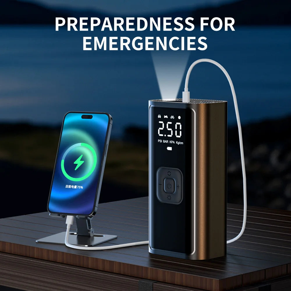 Wireless Electric Car Tire Inflator Pump with LED Light