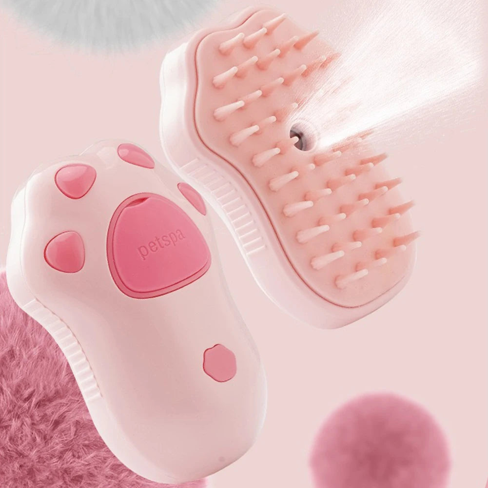 Pet Steam Brush with Massage & Water Spray – Grooming for Cats & Dogs