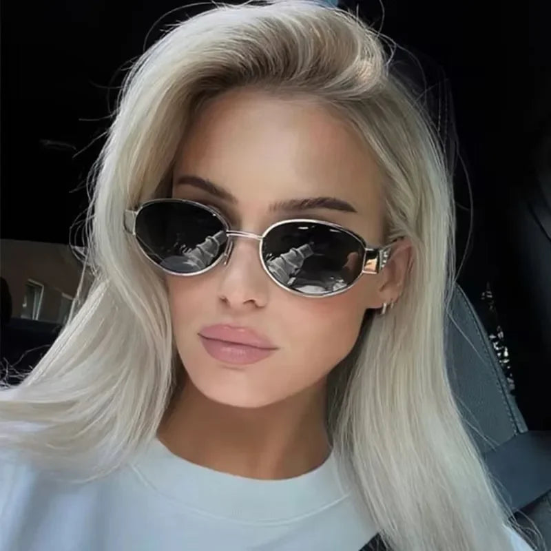 Vintage Oval Metal Sunglasses – Fashion UV Protection Eyewear