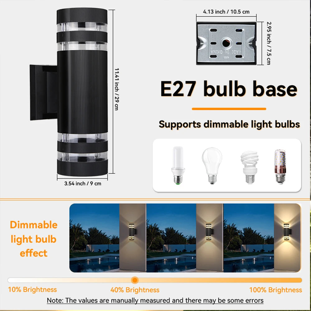 Outdoor Waterproof Street Wall Light – LED E27 Bulb Fixture
