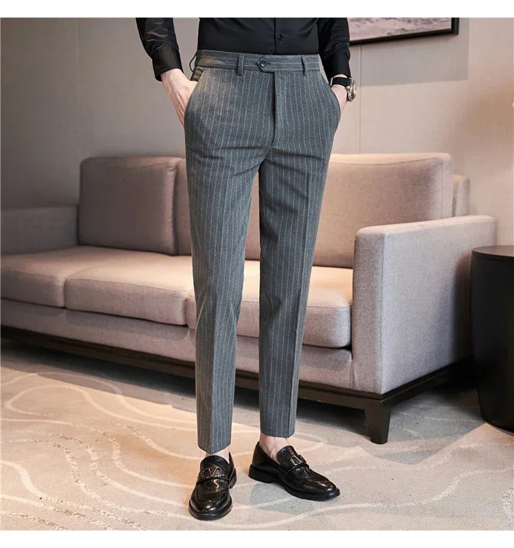Cartmela Men’s Black Striped Suit Pants