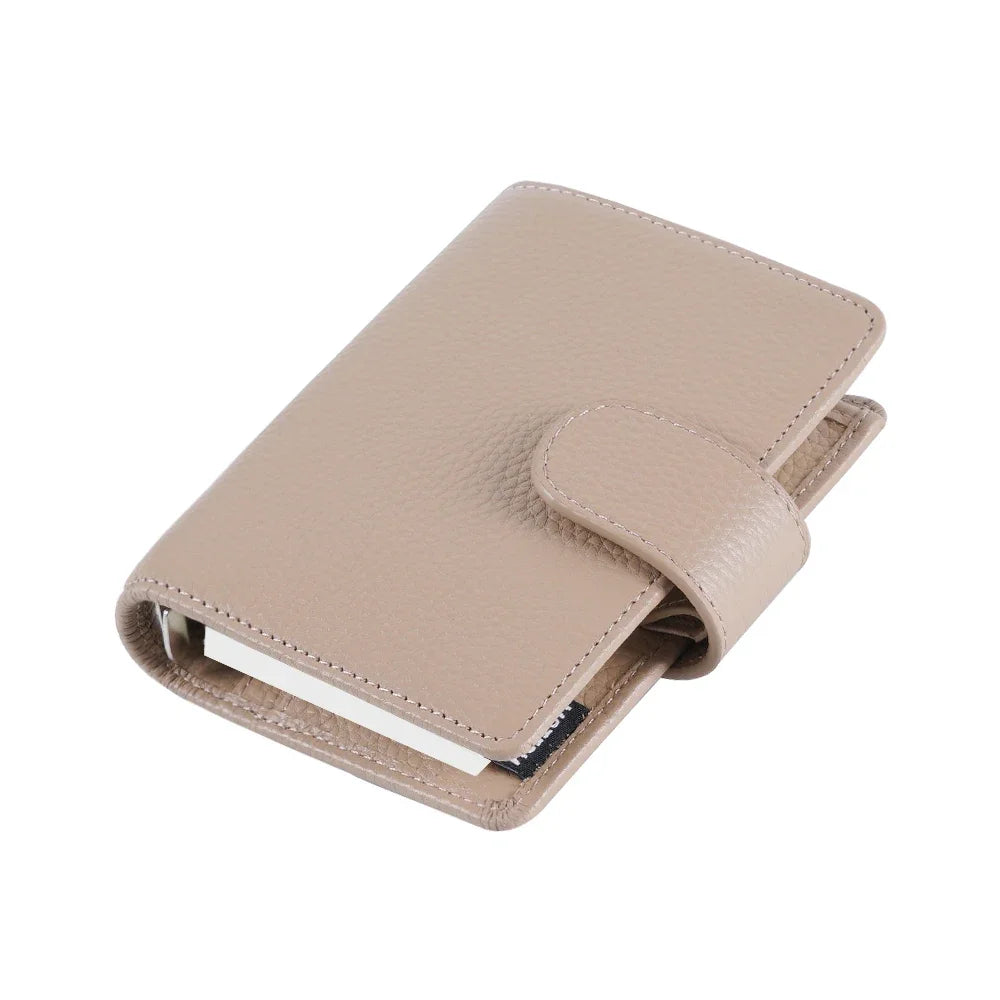 A8 / M5 Mini Rings Planner – Pebbled Grain Cowhide Leather Organizer