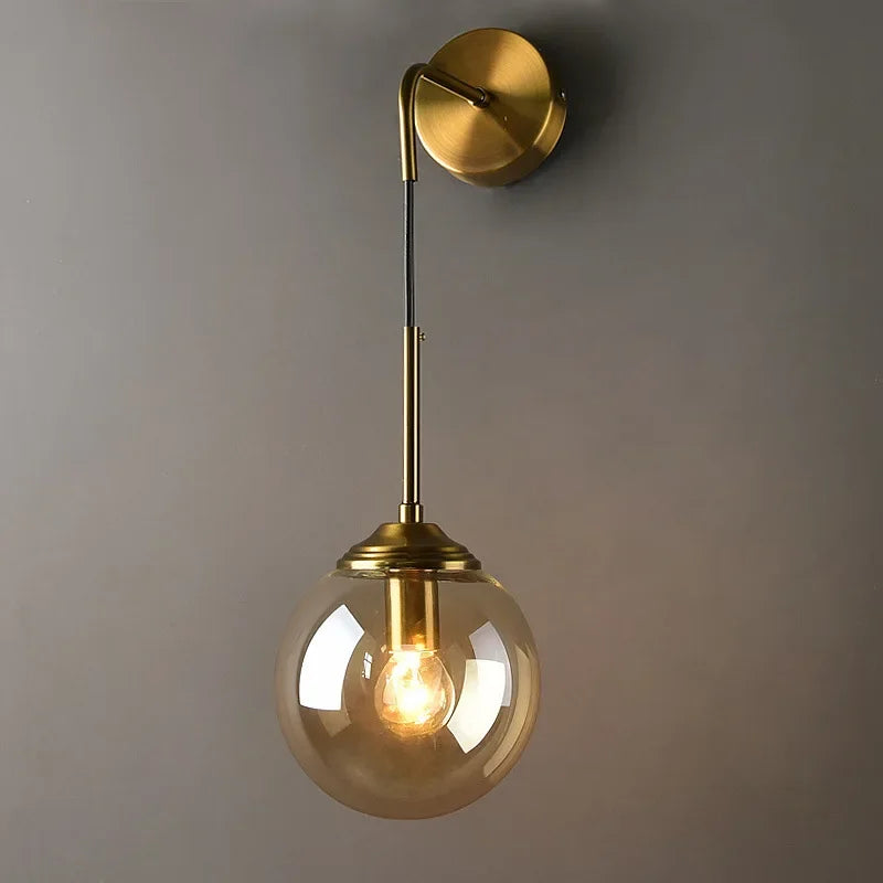 Modern Glass Wall Lamp – Golden Round Nordic Sconce Light