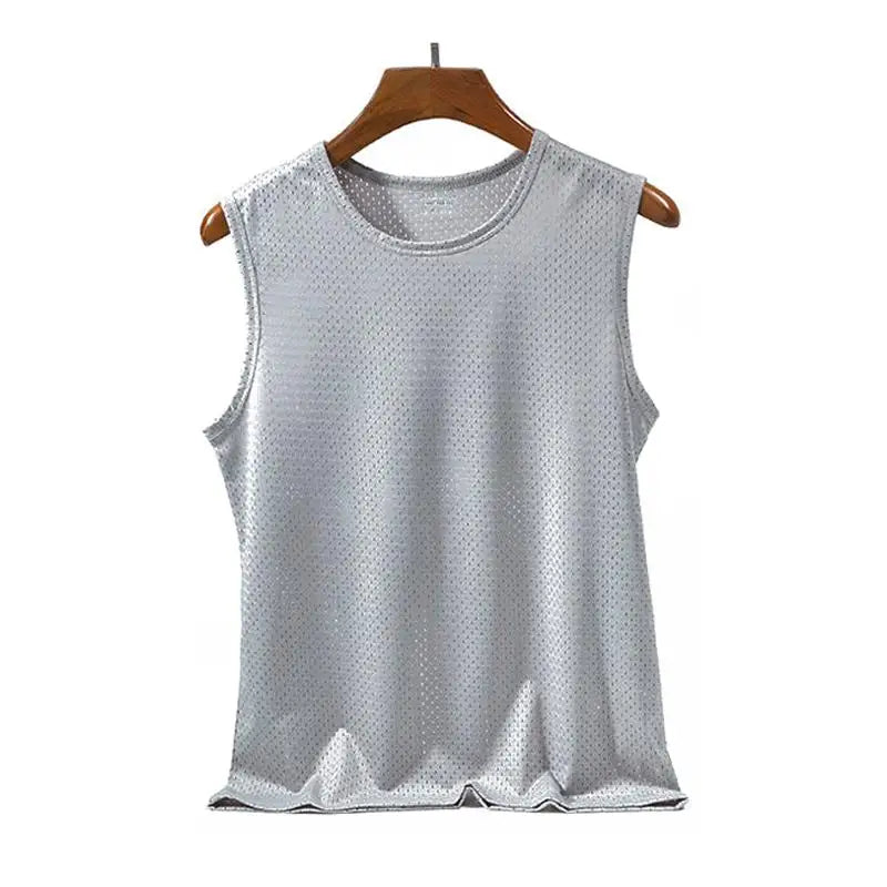 Men’s Ice Silk Mesh Tank Top Bodybuilding Fitness Vest